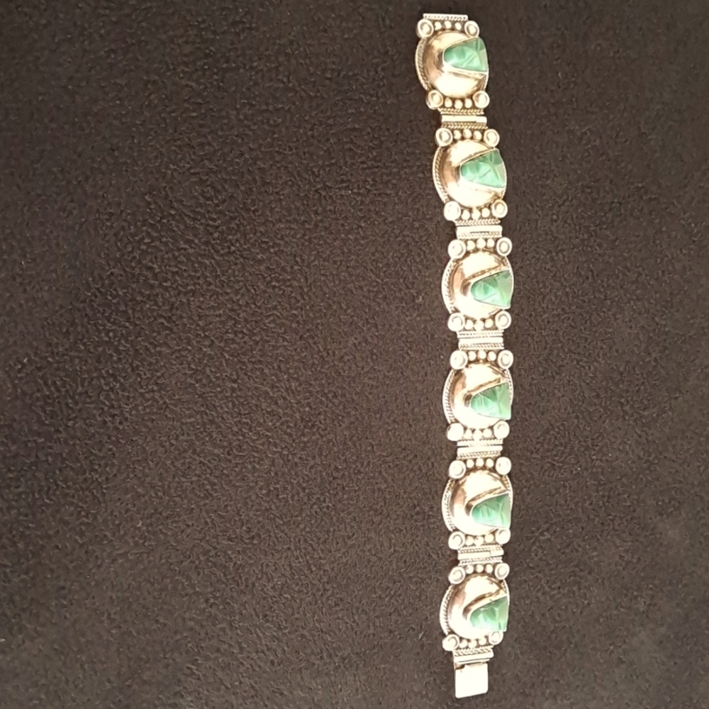Silver green emerald rock, bracelets